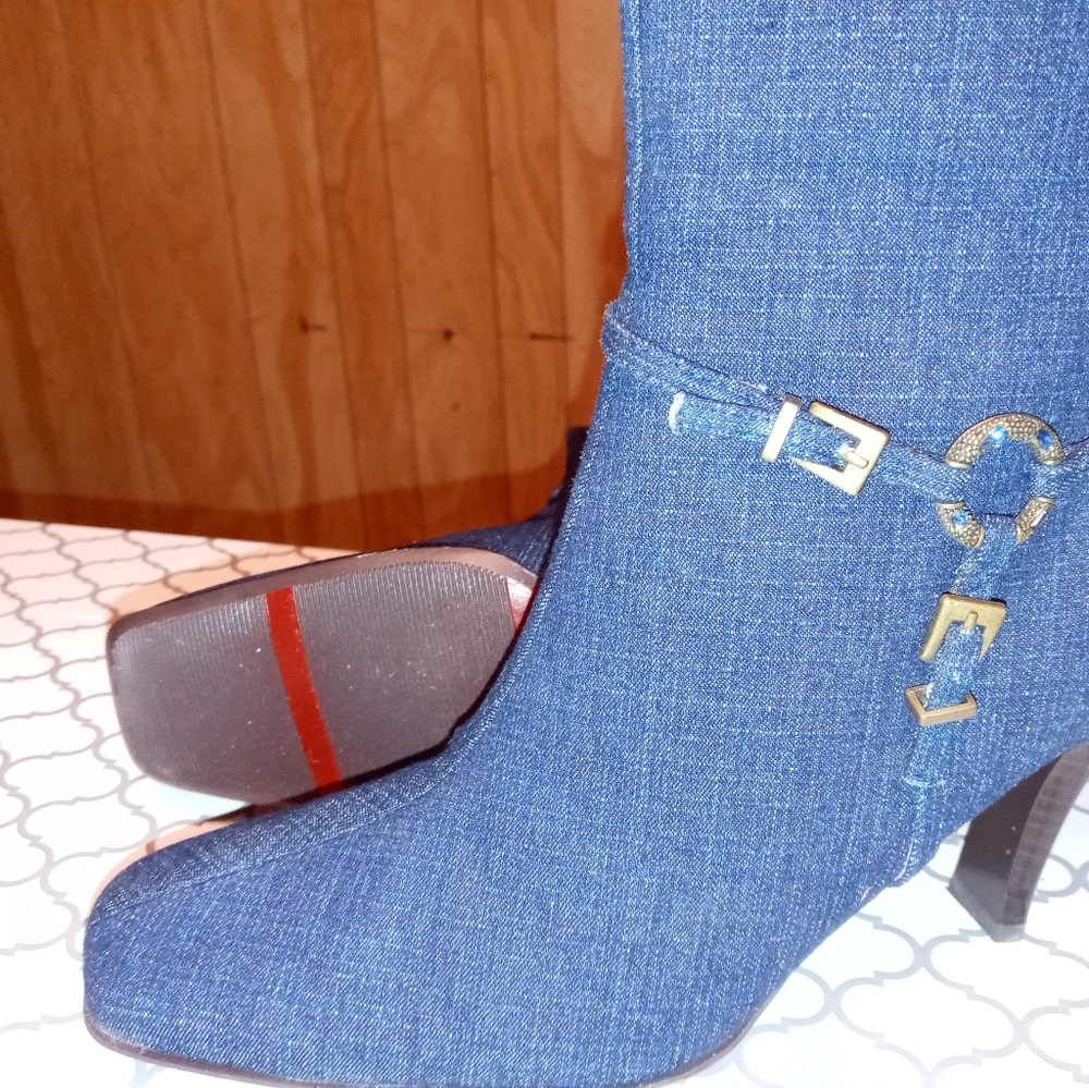 Denim boots